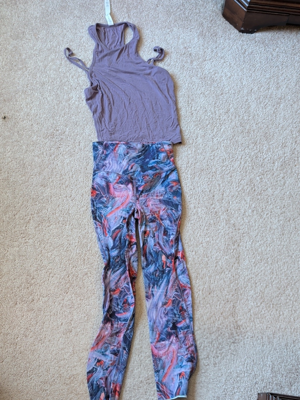 lululemon Abstract Swirl High-Rise Leggings Purple, Pink, Blue With Purple Tank